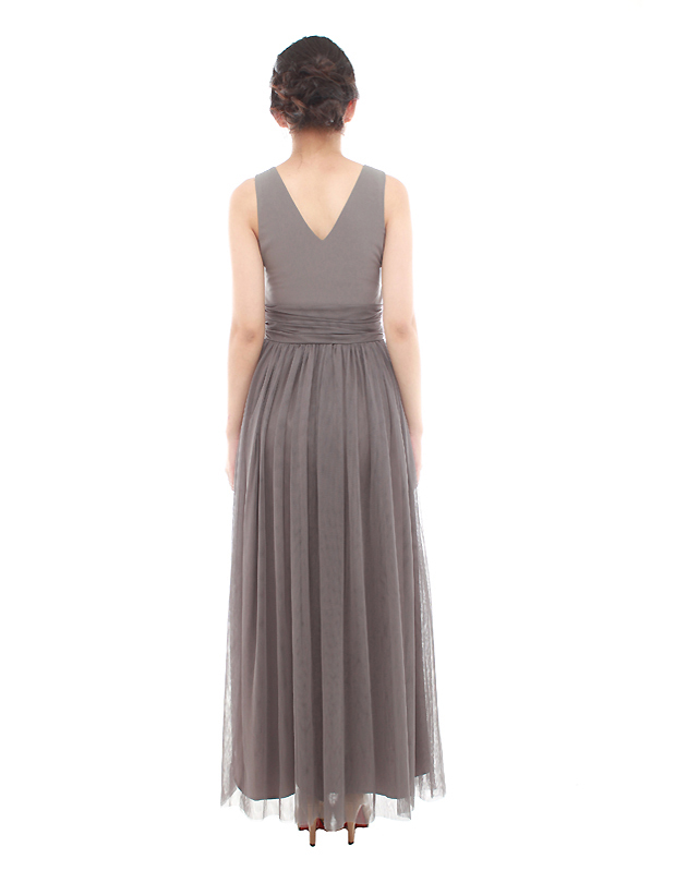 Vera Maxi Tulle Dress in Dark Grey